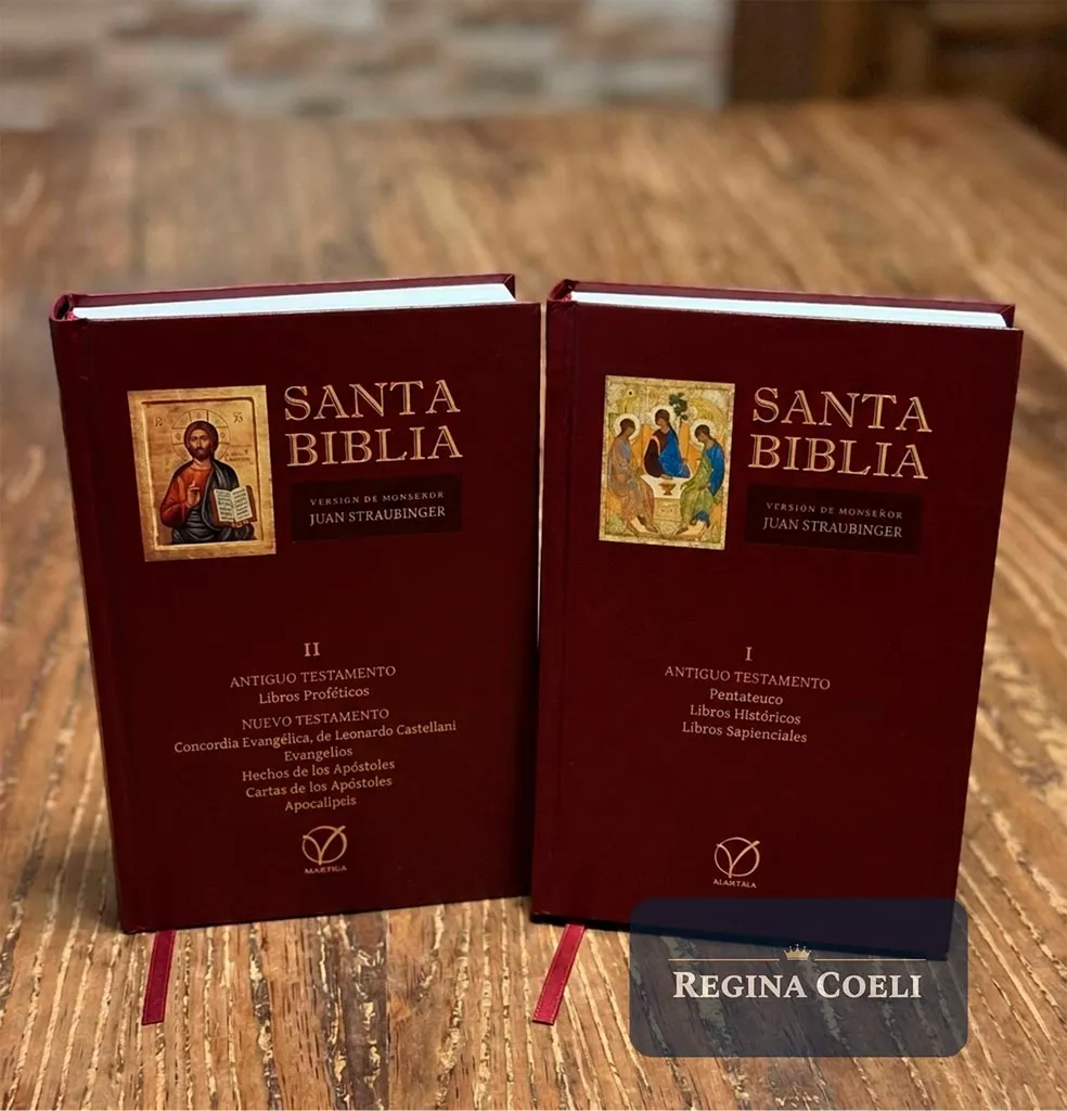 SANTA BIBLIA de Monseñor STRAUBINGER en 2 Tomos - TAPA DURA