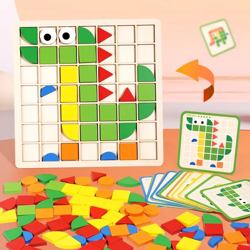 MOSAICOS GEOMÉTRICOS DE MADERA MONTESSORI - Juego de Patrones (120 piezas) - Imagen 3