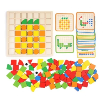 MOSAICOS GEOMÉTRICOS DE MADERA MONTESSORI – Juego de Patrones (120 piezas)